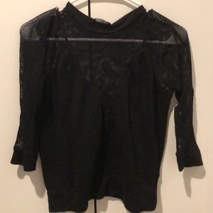 FashionNova Mesh Sleeve V-Neck Shirt